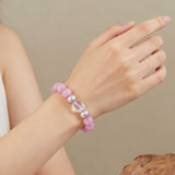 Charm & Action Crystal Bracelet - Lepidolite, Clear Quartz & Silver