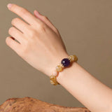 Natural Yellow Citrine, Amethyst Bracelet