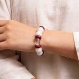 Snowflake Phantom Quartz with Cinnabar Bracelet