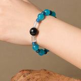 Ocean's Whisper Bracelet - Blue Tiger's Eye, Clear Quartz, and Amazonite