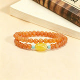 Wealth Health Balance Energy Natural Southern Red Agate Beeswax Turquoise Bracelet