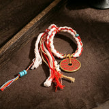 Lucky Red Rope Shan Gui Flower Coin Bracelet