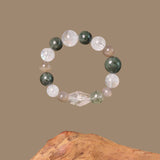Balance & Creativity Crystal Bracelet - Green Rutilated Quartz, Moonstone, Clear Quartz & Hematoid Quartz