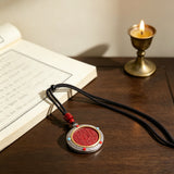 Vermilion Shangui Taoist Protection Coin Tai Chi Bagua Talisman Pendant Necklace