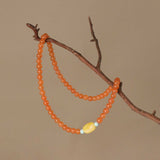 Wealth Health Balance Energy Natural Southern Red Agate Beeswax Turquoise Bracelet