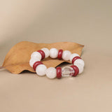 Snowflake Phantom Quartz with Cinnabar Bracelet