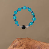 Ocean's Whisper Bracelet - Blue Tiger's Eye, Clear Quartz, and Amazonite