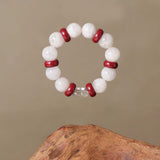 Snowflake Phantom Quartz with Cinnabar Bracelet