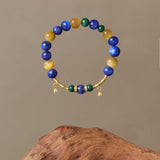 Golden Horizon Bracelet - A Fusion of Kyanite, Yellow Tiger's Eye, and Malachite