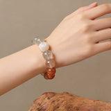 Prosperity & Motivation Crystal Bracelet - Red Flower Quartz, Rainbow Quartz, Snowflake Quartz & Citrine