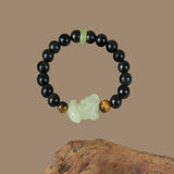 Natural Obsidian & Hetian Jade Pi Xiu Bracelet | A Symbol of Protection and Prosperity