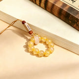 Golden Rutilated Quartz Phone Strap & Car Keychain | A Touch of Elegance and Luck