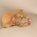 Protection & Prosperity Crystal Bracelet - Red Flower Quartz, Green Rutilated Quartz, Citrine & Yellow Lepidolite
