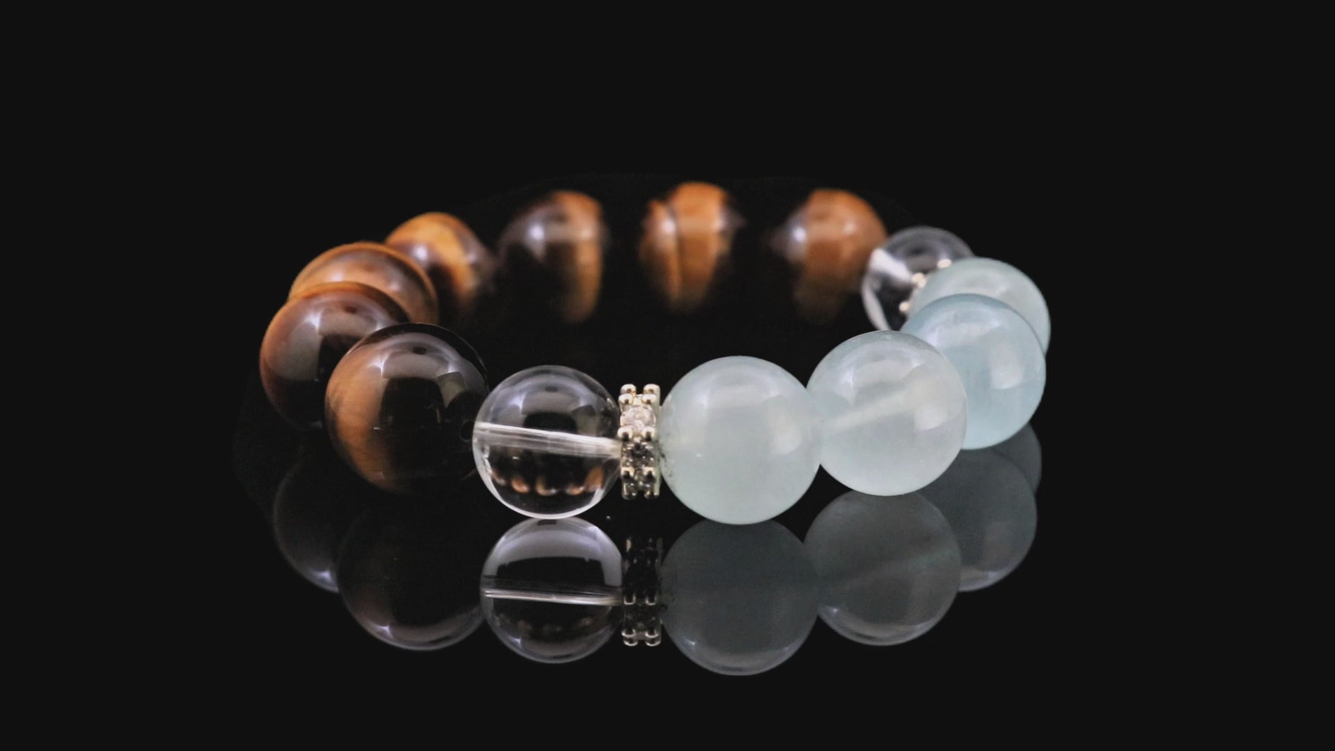 Ocean's Gaze: Tiger's Eye & Aquamarine Bracelet