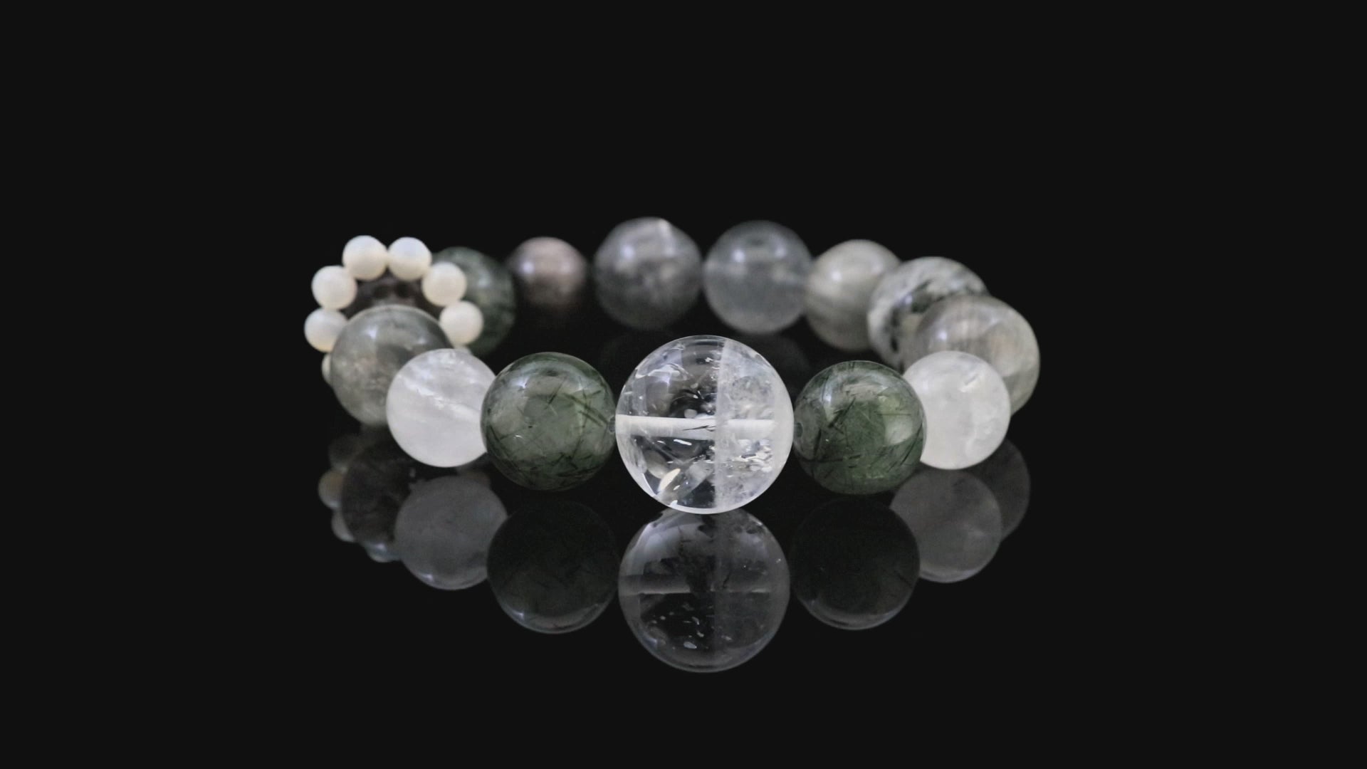 Mystic Harmony Rutilated Quartz · Green Rutilated Quartz · Silver Obsidian Bracelet