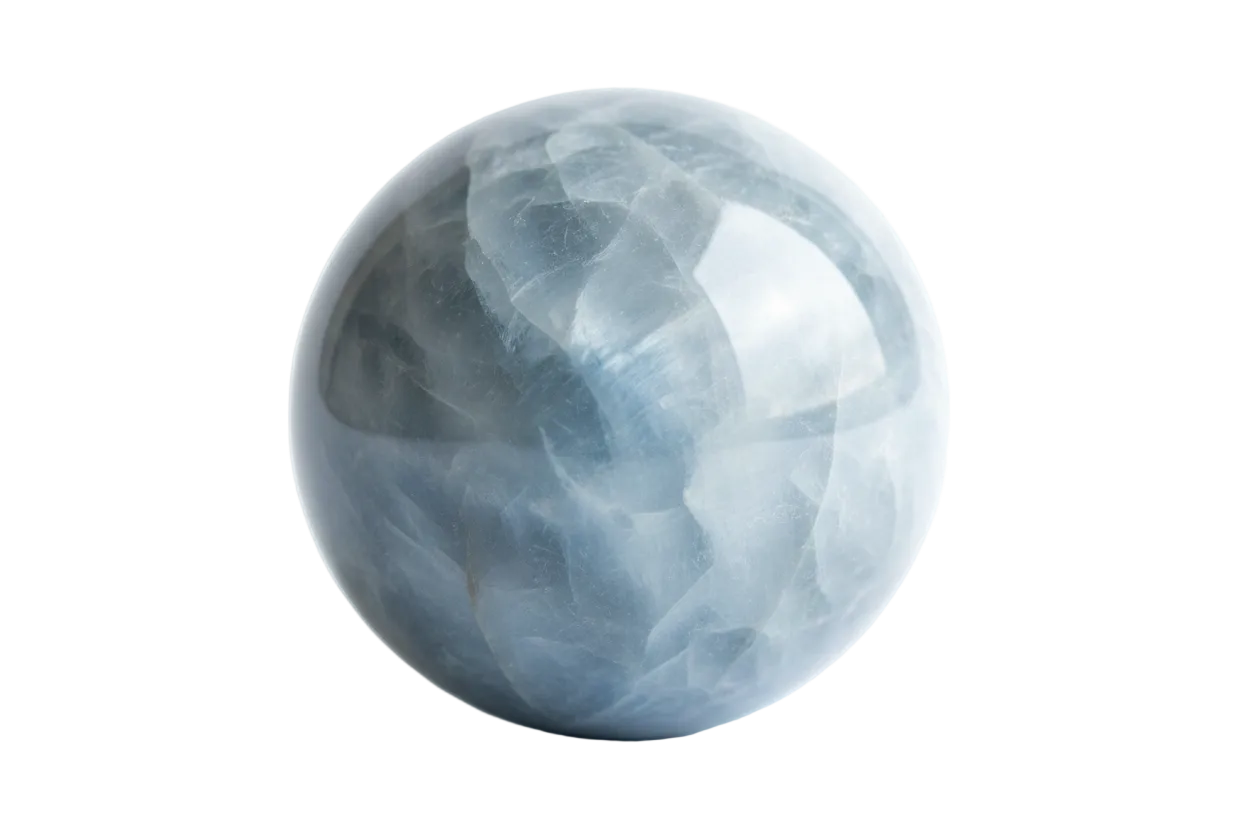 Round Blue Tiger's Eye - White Background