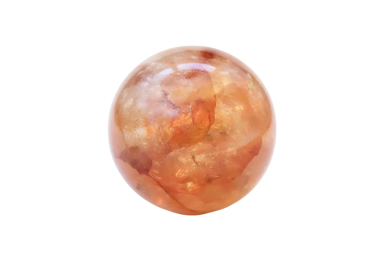 Round Red Phantom Quartz - White Background